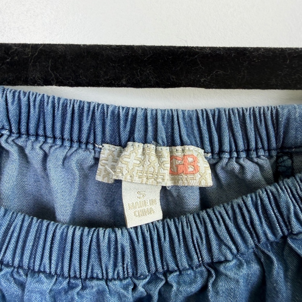 GB Girls Denim Blue Ruffle Blouse - Picture 2 of 4